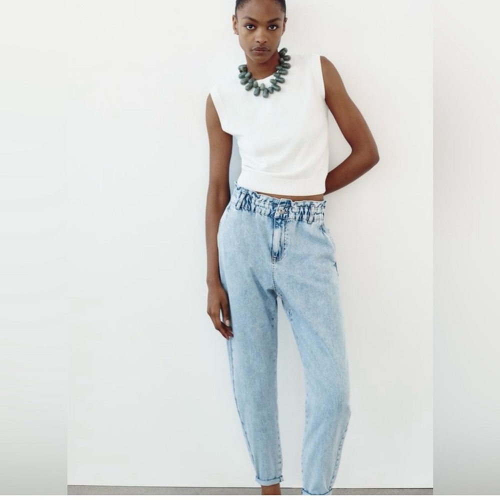 Zara High-Waisted Paperbag Baggy Jeans